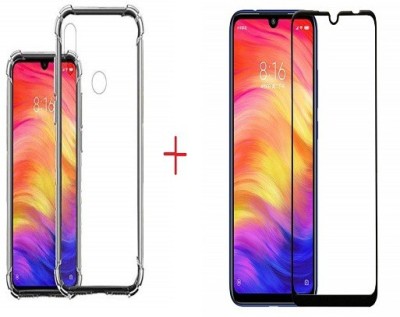 INT Bumper Case for xiaomi redmi note 7/note 7 pro/note 7s bumper back cover & tempered glass 11d(Transparent, Black, Shock Proof)