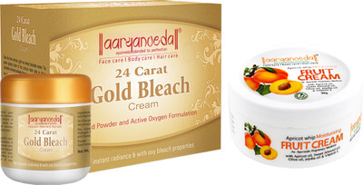 Aaryanveda 24 Carat Gold Bleach Cream 450gm And Apricot Whip Moisturizing Cream, 90gm(2 Items in the set)
