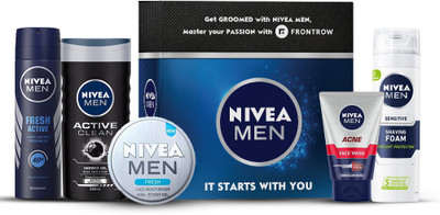 NIVEA MEN Skin Care Gift Pack with FrontRow Voucher 6 items in the set Face Wash(730 ml)