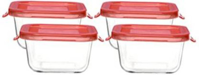 Flipkart SmartBuy Glass Utility Container  - 350 ml(Pack of 4, Red)