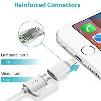 ATIMUNA Lightning Cable 1 m 2-in-1 iPhone and Android Charging(Compatible with Android, iPhone, White)