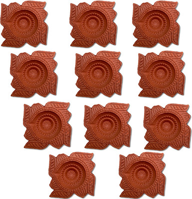 Vickvii Diwali Diyas Terracotta (Pack of 11) Table Diya Set(Height: 1.5 inch)