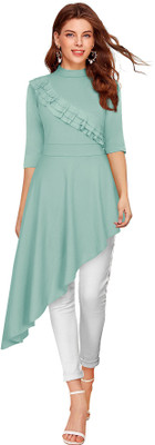 Shreeraj Fashion Casual Solid Women Light Green Top