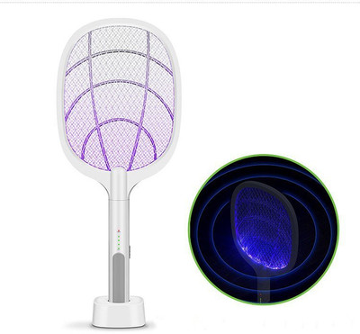 Chhogli 2 in 1 Mosquito Racket Rechargeable Handheld Electric Fly Swatter Mosquito Insect Killer Racket Bat with UV Light Lamp Racket , USB Charging Base Electric Insect Killer Indoor, Outdoor(Fly Swatter)