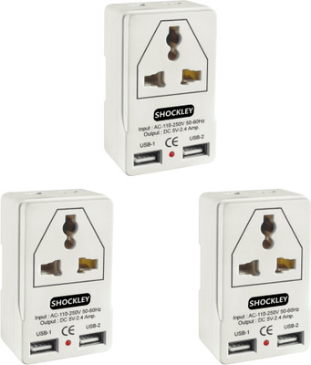 shockley Dual 2 USB Travel Charger -3 Pin & 2 Pin Universal Socket 2.4Amp 5V Worldwide Adaptor Adapter Worldwide Adaptor 2 Outlet Universal multi plug with 2 USB Charging Port (Pack of 3) Three Pin Plug(White) shockley Dual 2 USB Travel Charger -3 Pin & 2 Pin Universal Socket 2.4Amp 5V Worldwide Adaptor Adapter Worldwide Adaptor 2 Outlet Universal multi plug with 2 USB Charging Port (Pack of 3) Three Pin Plug(White)