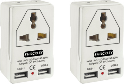 shockley Dual 2 USB Travel Charger -3 Pin & 2 Pin Universal Socket 2.4Amp 5V Worldwide Adaptor Adapter Worldwide Adaptor 2 Outlet Universal multi plug with 2 USB Charging Port (Pack of 2) Three Pin Plug(White) shockley Dual 2 USB Travel Charger -3 Pin & 2 Pin Universal Socket 2.4Amp 5V Worldwide Adaptor Adapter Worldwide Adaptor 2 Outlet Universal multi plug with 2 USB Charging Port (Pack of 2) Three Pin Plug(White)