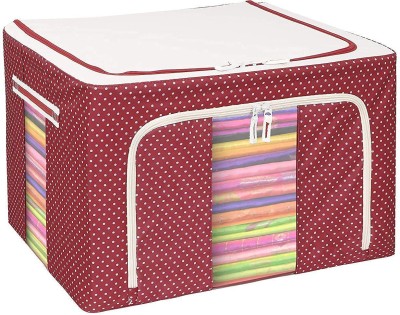 COROFFY NEW Storage Boxes (66L) for Clothes/Steel frame Double Opening Zipped Bag Living Box/Foldable Cloths Organizer and Oxford Fabric For Sarees/Bed Sheets Blanket (Multicolor) (Pack Of 1) 123456(Multicolor)