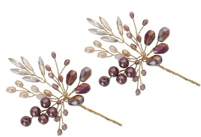 Vogue Hair Accessories Trendy Handmade Crystal Beads With Pearls Premium Quality Hair Pin(Maroon)