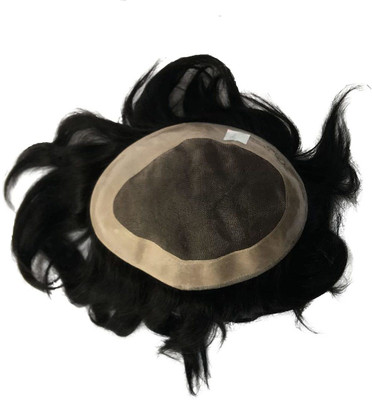 Osking Black 8X6  Patch  Pieces/Wigs For Men & Boys 8X6 Black Color/Fine Mono-filament Human  Toupee Hair Extension