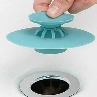 lekh 2-in-1 Silicone Sink Sealer Cover Drainer Stopper with Hair Catcher Hair Wash Basin(Multicolor)