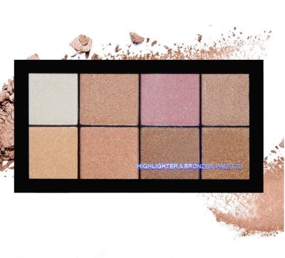 GABBU PERFECT 8 COLOR SHIMMERY OR PRESSED HIGHLIGHTER & BORNZER PALETTE Highlighter(multi Color)