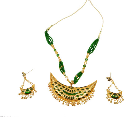balaji gold Copper Gold-plated Green, Gold Jewellery Set(Pack of 1)
