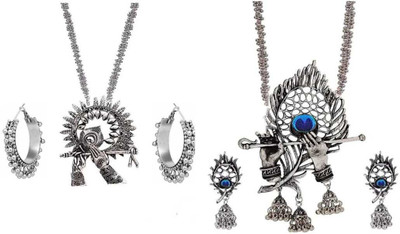Cosmos Alloy Sterling Silver Multicolor Jewellery Set(Pack of 2)
