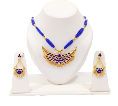 balaji gold Copper Gold-plated Blue Jewellery Set(Pack of 1)