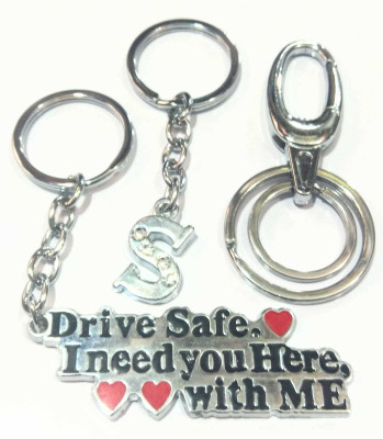 ROYALSHOP DRIVESAFE ,ALPHABET S LETTER AND HOOK KEY CHAIN SET OF 3 Key Chain