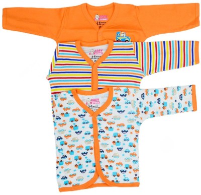 Baby Story Vest For Baby Boys & Baby Girls Pure Cotton(Orange, Pack of 3)