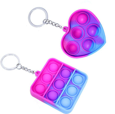 WHITE POPCORN 2 Pcs Mini Push Pop Bubble Squeeze Fidget Keychain Key Chain
