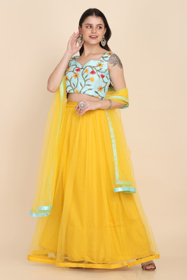 WARTHY ENTERPRISE Self Design Semi Stitched Lehenga Choli(Yellow)