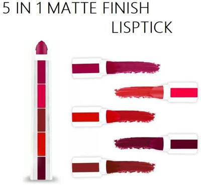 Latixmat BEST SMUDGE PROOF & WATER PROOF 5 IN 1 KISS PROOF LIPSTICK COMBO(MULTI COLOR, 7 g)