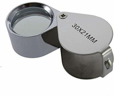Rangwell Portable Silver 30X 21mm Jeweler Loupe Eye Magnifying Glass Magnifier 30x21 Magnifying(Silver)