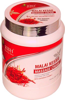 kbh Malai Kesar Massage Cream With Saffron & Vitamin C for Glowing and healthy Skin(1000 ml)