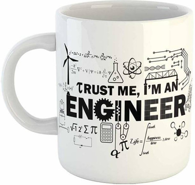 RMC Trust Me I'm an Engineer, Ceramic White Coffee, Birthday Gift, Engineers Gifts Idea, Printed Ceramic Coffee Mug(350 ml)