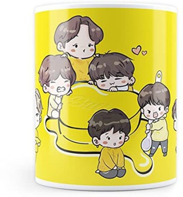 Mc Sid Razz BTS Fangirl Butter Chibi Design Coffee Ceramic Coffee Mug(350 ml)