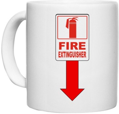 UDNAG White Ceramic Coffee / Tea 'Fire Extinguisher' Perfect for Gifting [330ml] Ceramic Coffee Mug(330 ml)