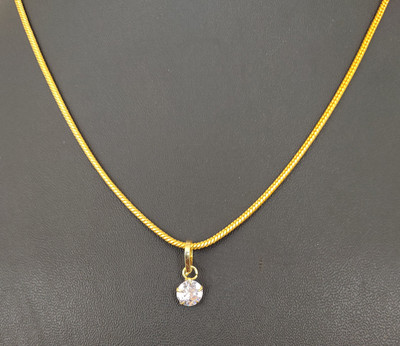 Khushal Beautiful Design Diamond Shape Pendant With Snake Chain Gold-plated Zircon Alloy Pendant
