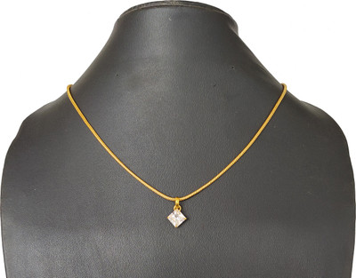 Khushal Beautiful Design Diamond Shape Pendant With Snake Zircon Silver Plated Alloy Necklace