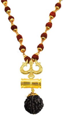 PRERNA Rudraksha Mala Golden Cap Rudraksha mala 5mm (36 beads) Gold-plated Plated Brass Necklace