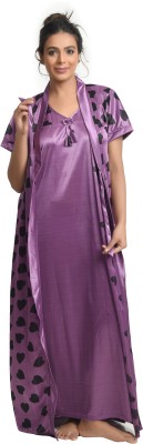 Embrave Women Nighty with Robe(Purple)