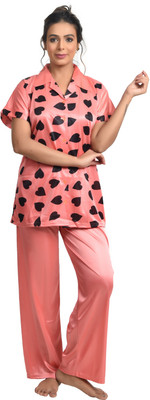 Fetify Women Nighty Set(Pink)