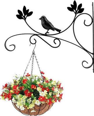E C Creation Decent Wall Brackets Hook for Hanging Plants Wrought Iron Flower Pot || Set of 2 Plant Container Set(Metal)
