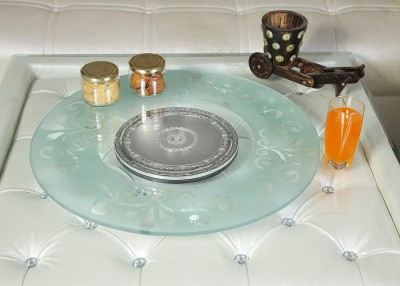 Induscan ABS Plastic and Toughened Glass Revolving Glass Table Top Lazy Susan 24 inch Tray(Microwave Safe)