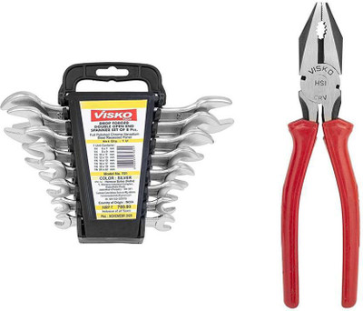 VISKO 809 Tools Kit With Doe Spanner Set (Silver, 8-Pieces) and 259 8-Inch CRV Plier Hand Tool Kit(2 Tools)