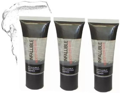 ADJD INFALLIBLE MATTIFYING MAKEUP BASE GEL LONG LASTING PRIMER PACK OF 3 Primer  - 105 ml(Transparent)