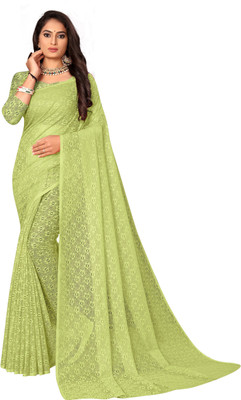 Vidula Solid/Plain Bollywood Net Saree(Light Green)
