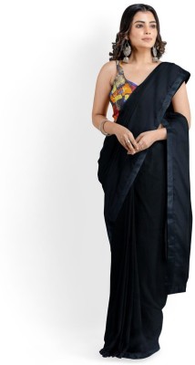 Sareez House Solid/Plain Bollywood Art Silk Saree(Black)