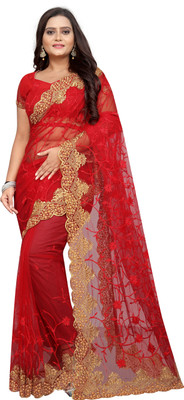PARAMPARA DESIGNER Self Design Bollywood Net Saree(Red)