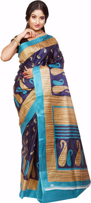Fashionvibes Digital Print Daily Wear Tussar Silk Saree(Multicolor)