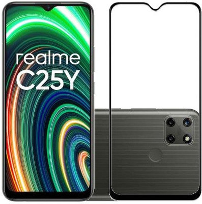 ECMERED Edge To Edge Tempered Glass for realme C25Y, Realme C25Y(Pack of 1)