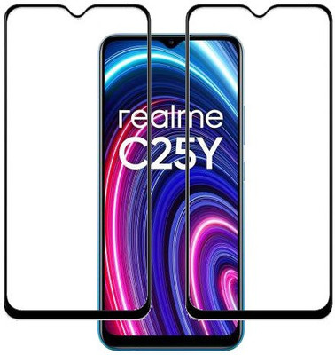 ECMERED Edge To Edge Tempered Glass for realme C25Y(Pack of 2)
