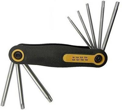 PagKis 8 in 1 Portable Folding Torx Star Key Bit / Screwdriver Tool Kit T9 T10 T15 T20 T25 T27 T30 T40 Combination Screwdriver Set