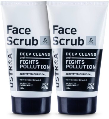 USTRAA Face Scrub - Activated Charcoal | Deep Cleans | Fight Pollution - 100 g x 2 Scrub(200 g)