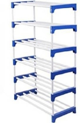 EEMWAY Metal, Plastic Shoe Rack(Blue, 6 Shelves, DIY(Do-It-Yourself))