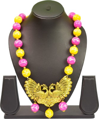 Unique Fashion House Oxidised Peacock Pendant Necklace for Women and Girls Beads Metal Necklace