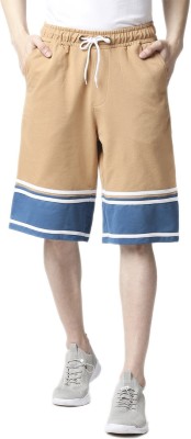 BEWAKOOF Color Block Men Brown Regular Shorts