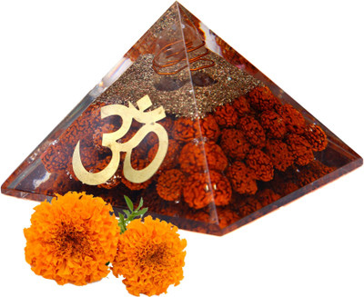 anciently Original Rudraksha Orgonite Pyramid - Energy Generator Pyramid, Vastu Pyramid, Reiki Healing Pyramids & Feng Shui Pyramid Decorative Showpiece  -  5.1 cm(Crystal, Brown)