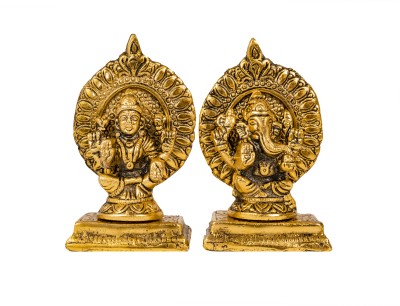 Love And Joy Best Quality Laxmi Ganesh Idol Showpiece - Metal (gold) Lakshmi Ganesh Statue - Diwali Home Decoration Items - Lakshmi Ganesh for Diwali Decorative Showpiece  -  11 cm(Metal, Gold)